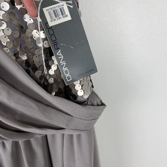 Donna Ricco Party Dress Sz 6 Sequin One Shoulder Cocktail Wedding NWT - Picture 4 of 6